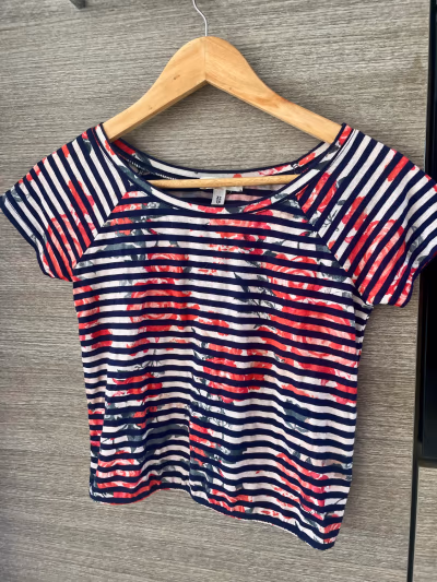 Aeropostale Striped Floral T‑Shirt by Aeropostale — pre-loved on Thrifted.mt