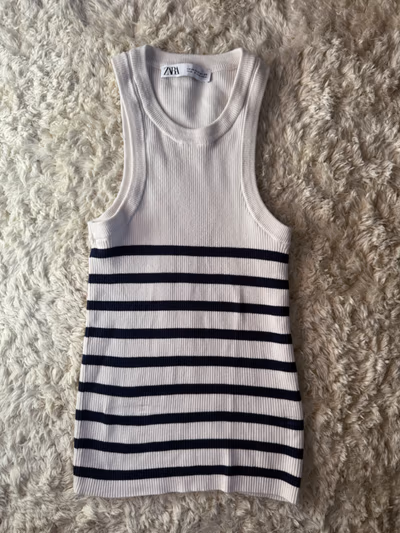 Black & White Striped Knit Tank Top by Zara — pre-loved on Thrifted.mt