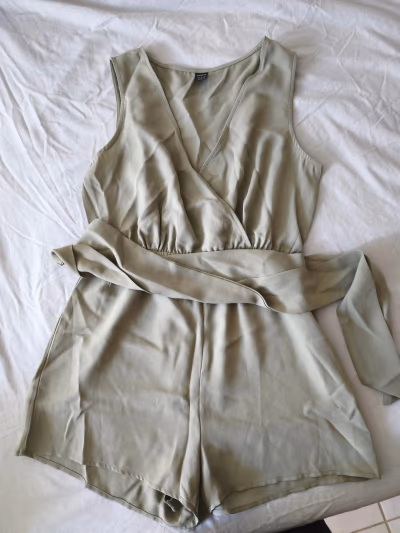 Satin-look Wrap Short Playsuit by SHEIN — pre-loved on Thrifted.mt