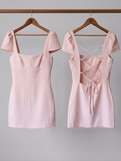 ZARA Pink Mini Dress - Size S / Corset Back Lace Up by Zara — pre-loved on Thrifted.mt
