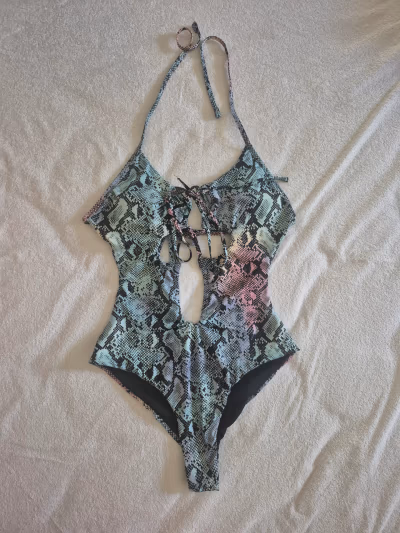 Snake Print Halter Neck Swimsuit size S/M by Tezenis — pre-loved on Thrifted.mt