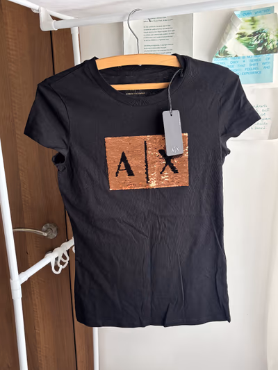 Armani Exchange Sequin Logo Tee by Armani Exchange — pre-loved on Thrifted.mt