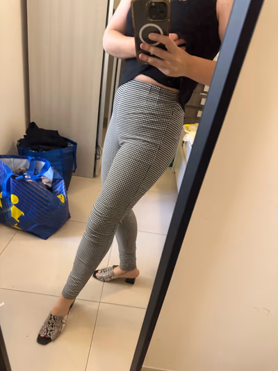 Zara Gingham High-Waist Trousers by ZARA — pre-loved on Thrifted.mt