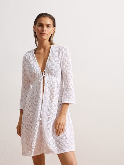 Oysho White crochet tie-front coverup by Oysho — pre-loved on Thrifted.mt