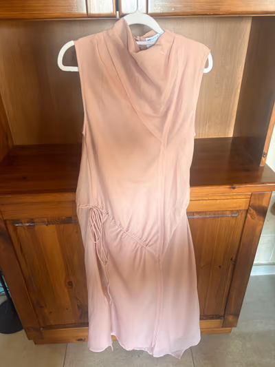Pink drape high neck dress by ASOS DESIGN — pre-loved on Thrifted.mt