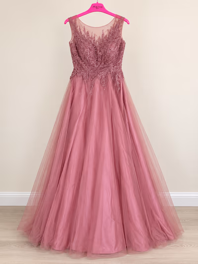 Dusty Rose Embellished Evening Gown by Pretty Women — pre-loved on Thrifted.mt