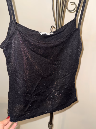 Black Shimmer Camisole Top by Bershka — pre-loved on Thrifted.mt