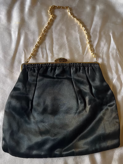 Vintage Black Satin Evening Bag — pre-loved on Thrifted.mt