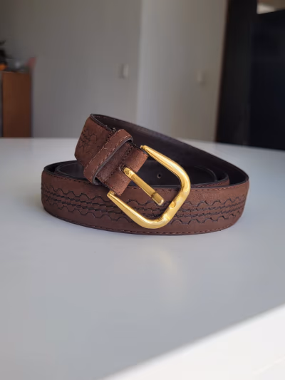 Tan Stitched Leather Belt — pre-loved on Thrifted.mt