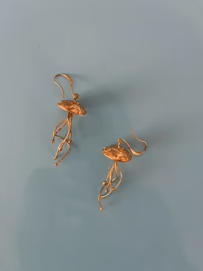 Gold Tone Jellyfish Earrings by Sue's Jewels from Camilleri Paris Mode — pre-loved on Thrifted.mt