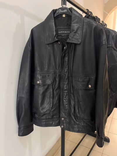 QUARTADECADE Black Leather Jacket — Label Size 52 — pre-loved on Thrifted.mt