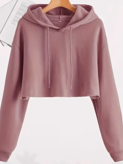Pink Cropped Drawstring Hoodie — pre-loved on Thrifted.mt