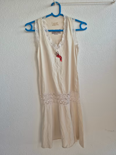 Cream Lace Trim Vest Dress by Lonsdale London — pre-loved on Thrifted.mt