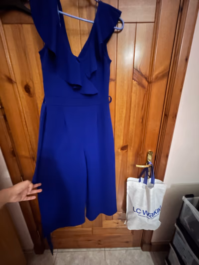 Royal Blue Ruffle Front Jumpsuit by New Look — pre-loved on Thrifted.mt