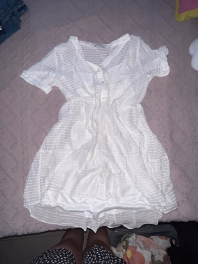 White Button Front Dress by Stradivarius  — pre-loved on Thrifted.mt