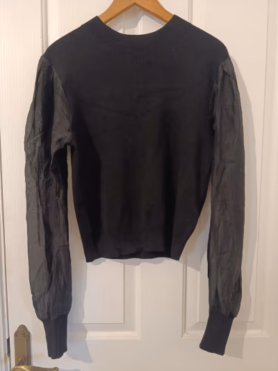 Black sweater with sheer sleeves — pre-loved on Thrifted.mt