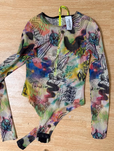 Collusion colourful Print Mesh Longsleeve Bodysuit by Collusion — pre-loved on Thrifted.mt