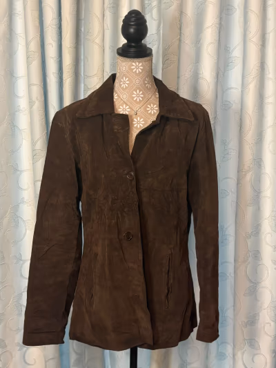 XOXO Brown  Leather Jacket Y2K by XOXO — pre-loved on Thrifted.mt