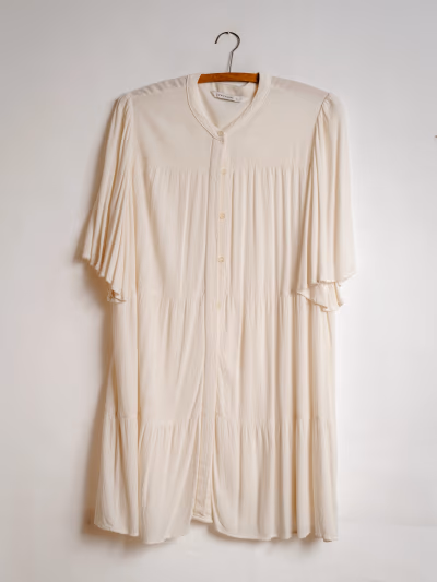 Cream button-down tea dress — pre-loved on Thrifted.mt