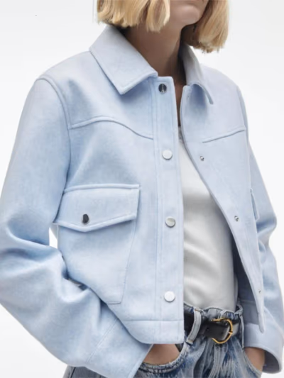 ZARA Light blue cropped shirt jacket (XS) by Zara — pre-loved on Thrifted.mt