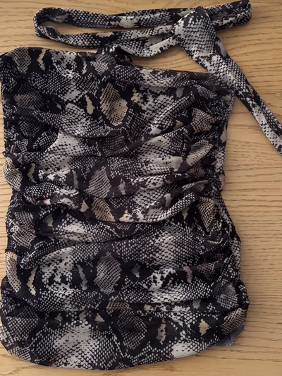 Zara snakeskin ruched tie top by Zara — pre-loved on Thrifted.mt