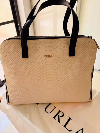 Authentic Furla beige snakeskin effect handbag by Furla — pre-loved on Thrifted.mt