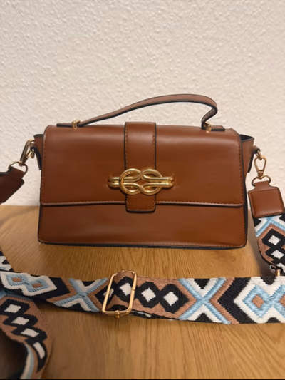 New Tan Handbag with Patterned Strap — pre-loved on Thrifted.mt