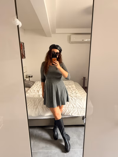 Grey skater dress three-quarter sleeve by H&M — pre-loved on Thrifted.mt