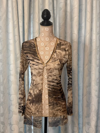 Papillon Blanc Mesh Button Up Top Y2K by Papillon Blanc — pre-loved on Thrifted.mt