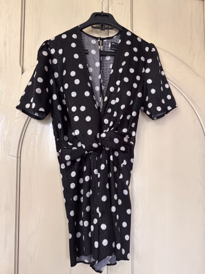 Polka Dot Wrap Front Playsuit by Asos — pre-loved on Thrifted.mt