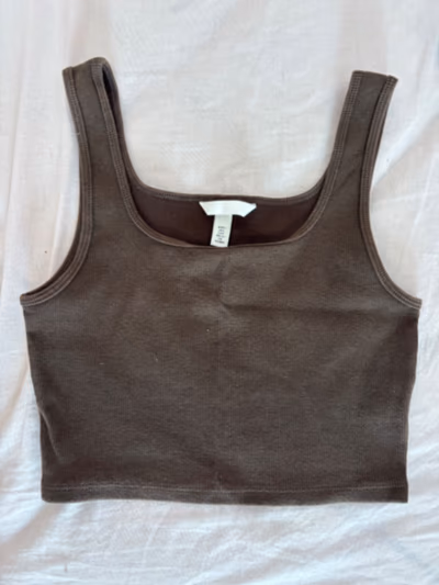 H&M Brown Ribbed Cropped Tank Top by H&M — pre-loved on Thrifted.mt