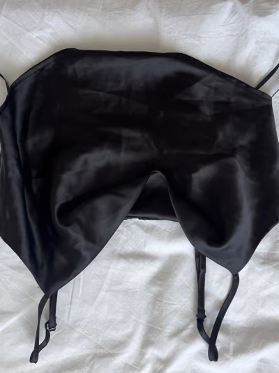 Black satin cowl neck top by Forever 21 — pre-loved on Thrifted.mt