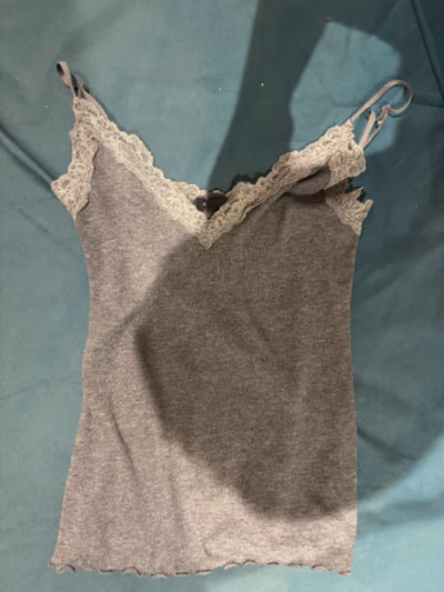 Grey Ribbed Lace Trim Cami by Amis — pre-loved on Thrifted.mt