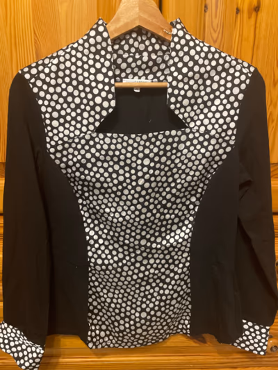 Polka Dot Panel Mock Neck Top by Nara Camice — pre-loved on Thrifted.mt