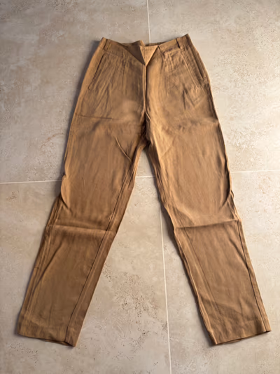 Tan high-waisted cigarette trousers by Promod — pre-loved on Thrifted.mt