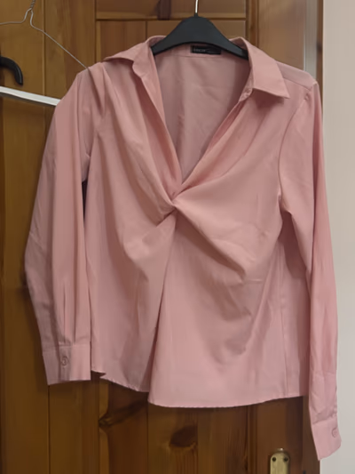 Pink twist front long sleeve shirt by SHEIN — pre-loved on Thrifted.mt