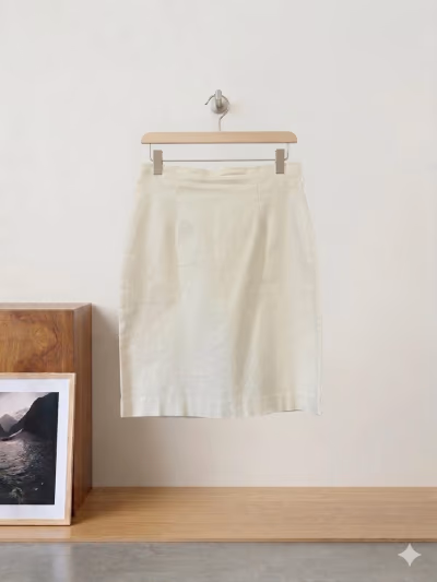 Cream Pencil Midi Skirt