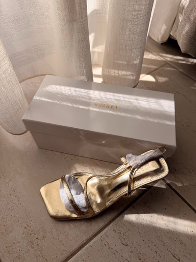 Meshki Gold Metallic High Heel — pre-loved on Thrifted.mt
