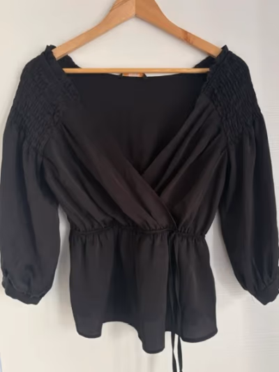Black Wrap Blouse