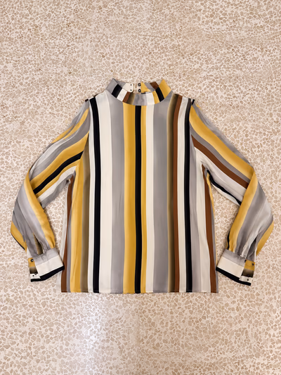 Striped High-Neck Long-Sleeve Blouse by Orsay — pre-loved on Thrifted.mt