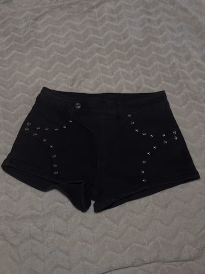 Black Studded Denim Shorts by Musera — pre-loved on Thrifted.mt