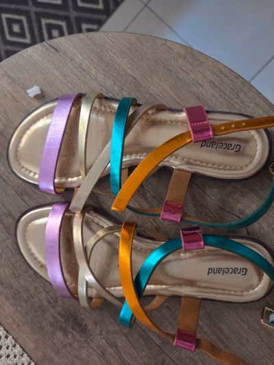 Metallic Multicolour Strappy Flat Sandals by Graceland — pre-loved on Thrifted.mt
