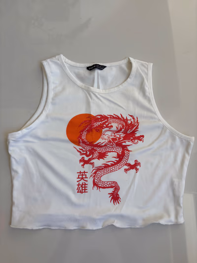 Dragon Print Crop Tank Top by SHEIN — pre-loved on Thrifted.mt