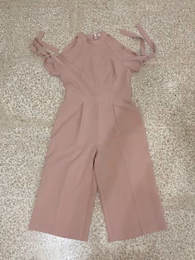 Pink cold-shoulder culotte jumpsuit by Miss Selfridge — pre-loved on Thrifted.mt