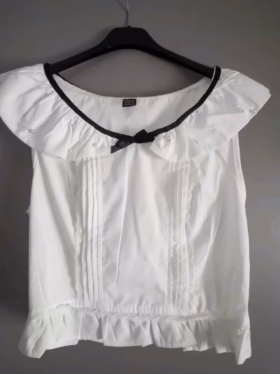 White Frill Pearl Detail Top by SHEIN — pre-loved on Thrifted.mt