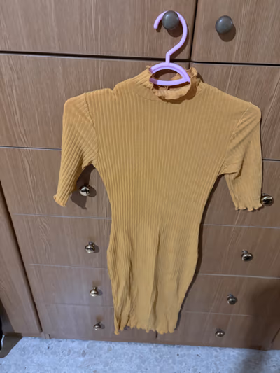 Ribbed Mustard Yellow Bodycon Dress by New Look — pre-loved on Thrifted.mt