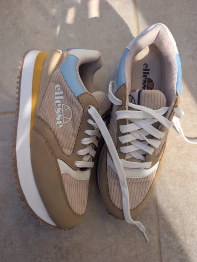Ellesse Beige Corduroy Trainers EU37/UK4 by Ellesse — pre-loved on Thrifted.mt