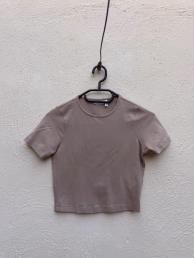 Beige Ribbed Crew Neck Top by ASOS DESIGN — pre-loved on Thrifted.mt