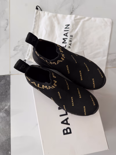 Balmain Monogram Sock Sneakers Black by Balmain — pre-loved on Thrifted.mt