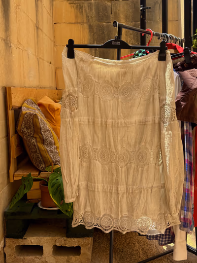 Vintage Cream Crochet Lace Detail Dress by Mi Piaci — pre-loved on Thrifted.mt